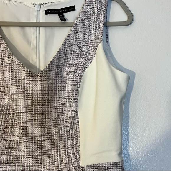 WHBM | Petite Tweed A-line mini dress Colorblock Women’s size 6 career fringe - Picture 3 of 8